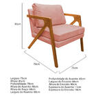 Kit 02 Poltronas Decorativas Elizabeth E01 Base Madeira Suede