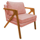 Kit 02 Poltronas Decorativas Elizabeth E01 Base Madeira Suede