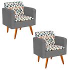 Kit 02 Poltronas Decorativas Emília Estampado Triangulo D87 c