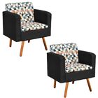 Kit 02 Poltronas Decorativas Emília Estampado Triangulo D87 c