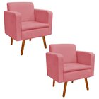 Kit 02 Poltronas Decorativas Emília Suede Rose - D'Rossi