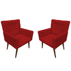 Kit 02 Poltronas Decorativas Emillia Com Pés Palito Suede Ver