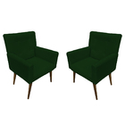 Kit 02 Poltronas Decorativas Emillia Suede Verde  Para Sala E