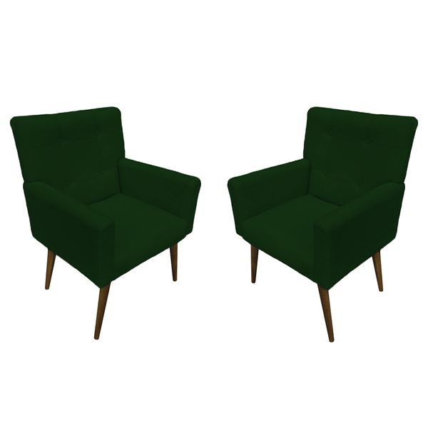 Kit 02 Poltronas Decorativas Emillia Suede Verde  Para Sala E