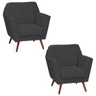 Kit 02 Poltronas Decorativas Esmeralda Suede Grafite Pés Pali