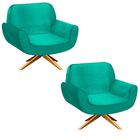 Kit 02 Poltronas Decorativas Estrela Suede Verde Tiffany com