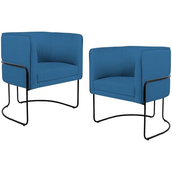 Kit 02 Poltronas Decorativas Fixa Base De Aço Preto Betina D0