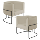 Kit 02 Poltronas Decorativas Fixa Base De Aço Preto Betina D0