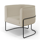 Kit 02 Poltronas Decorativas Fixa Base De Aço Preto Betina D0