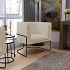 Kit 02 Poltronas Decorativas Fixa Base De Aço Preto Betina D0