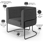 Kit 02 Poltronas Decorativas Fixa Base De Aço Preto Betina D0