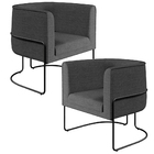 Kit 02 Poltronas Decorativas Fixa Base De Aço Preto Betina D0