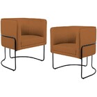 Kit 02 Poltronas Decorativas Fixa Base De Aço Preto Betina D0