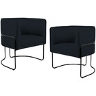 Kit 02 Poltronas Decorativas Fixa Base De Aço Preto Betina D0