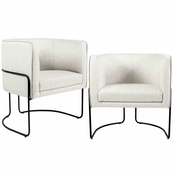 Kit 02 Poltronas Decorativas Fixa Base De Aço Preto Betina D0