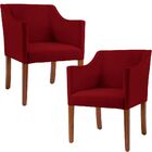 Kit 02 Poltronas Decorativas Fixa Base Madeira Lila D02 Velud