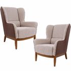 Kit 02 Poltronas Decorativas Fixa Base Milena D02 Jacar Algod