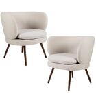 Kit 02 Poltronas Decorativas Fixa Pés Palito Melissa Bege D02