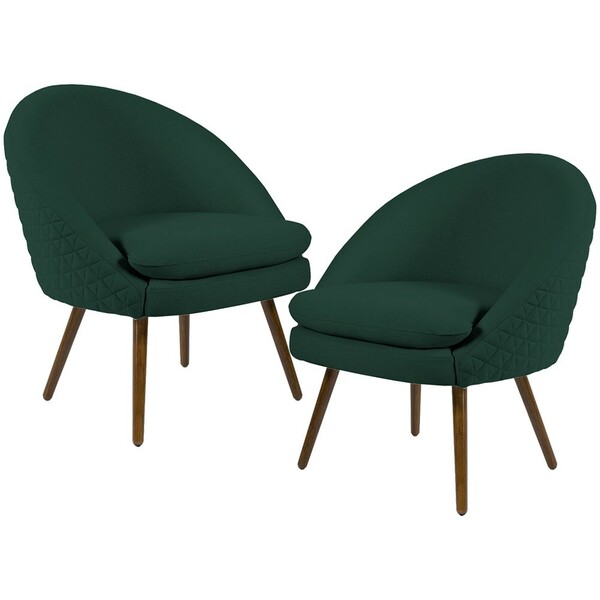 Kit 02 Poltronas Decorativas Fixa Pés Palito Rafa D02 Tressê