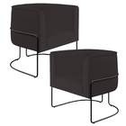 Kit 02 Poltronas Decorativas Fixas Base De Aço Preto Betina D