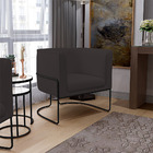 Kit 02 Poltronas Decorativas Fixas Base De Aço Preto Betina D