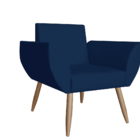 Kit 02 Poltronas Decorativas Flora Pés Palito Suede Azul Mari