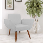 Kit 02 Poltronas Decorativas Flora Pés Palito Suede Branco -