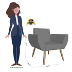 Kit 02 Poltronas Decorativas Flora Pés Palito Suede Cinza - D