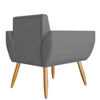 Kit 02 Poltronas Decorativas Flora Pés Palito Suede Cinza - D