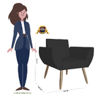 Kit 02 Poltronas Decorativas Flora Pés Palito Suede Preto - D