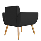 Kit 02 Poltronas Decorativas Flora Pés Palito Suede Preto - D