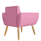 Kit 02 Poltronas Decorativas Flora Pés Palito Suede Rosa - Ds