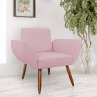 Kit 02 Poltronas Decorativas Flora Pés Palito Suede Rosê - Ds