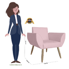 Kit 02 Poltronas Decorativas Flora Pés Palito Suede Rosê - Ds