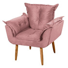 Kit 02 Poltronas Decorativas Francis Pés Palito Suede Rosê -