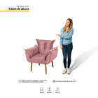 Kit 02 Poltronas Decorativas Francis Pés Palito Suede Rosê -