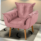 Kit 02 Poltronas Decorativas Francis Pés Palito Suede Rosê -