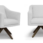 Kit 02 Poltronas Decorativas Gabriela Suede Branco Base Girat