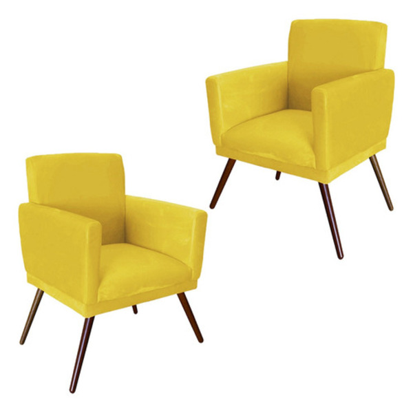 Kit 02 Poltronas Decorativas Gênesis Para Sala E Quarto Pés P