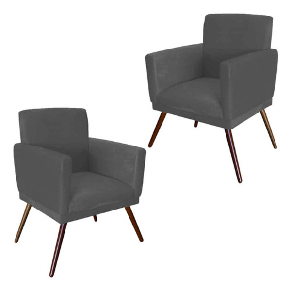 Kit 02 Poltronas Decorativas Gênesis Para Sala E Quarto Pés P