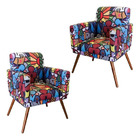Kit 02 Poltronas Decorativas Gênesis Para Sala E Quarto Pés P