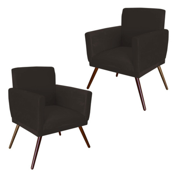 Kit 02 Poltronas Decorativas Gênesis Para Sala E Quarto Pés P