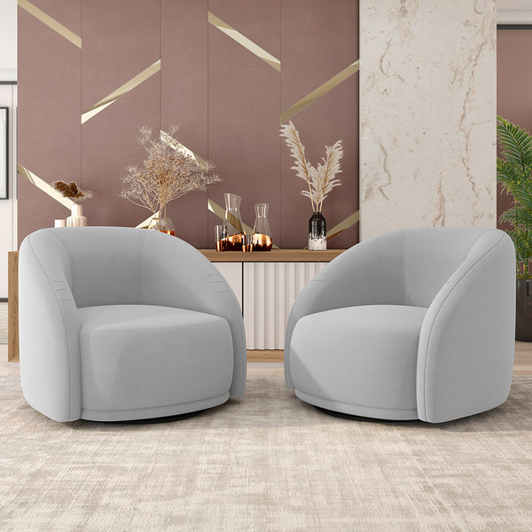 Kit 02 Poltronas Decorativas Giratória Angelina M03 Veludo Ci