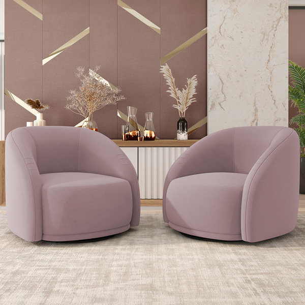 Kit 02 Poltronas Decorativas Giratória Angelina M03 Veludo Ro