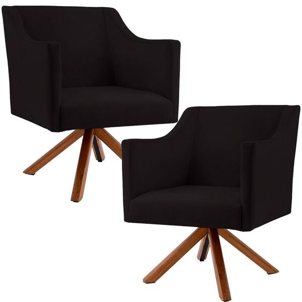 Kit 02 Poltronas Decorativas Giratória Base Giromad Beta Velu
