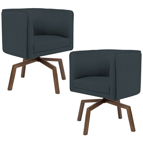 Kit 02 Poltronas Decorativas Giratória Base Ka Betina D02 Lin