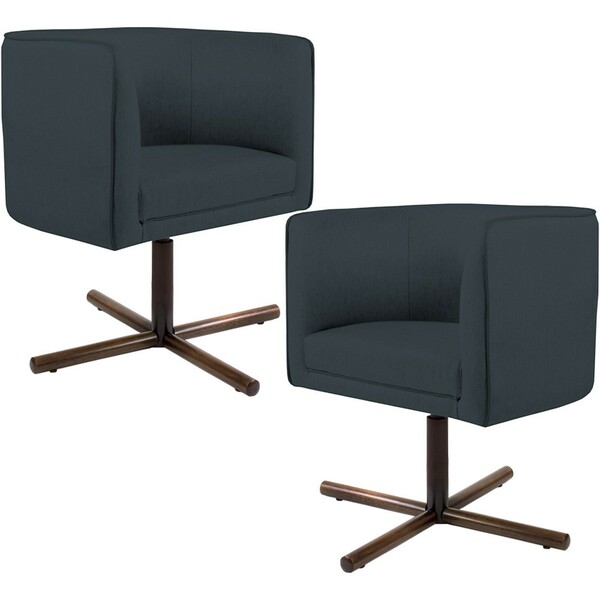 Kit 02 Poltronas Decorativas Giratória Base X Betina D02 Linh