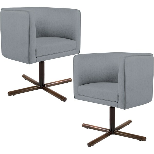 Kit 02 Poltronas Decorativas Giratória Base X Betina D02 Linh