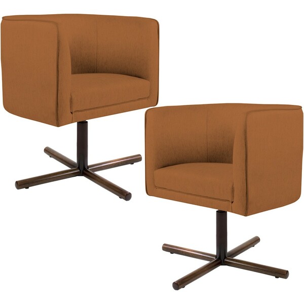 Kit 02 Poltronas Decorativas Giratória Base X Betina D02 Velu