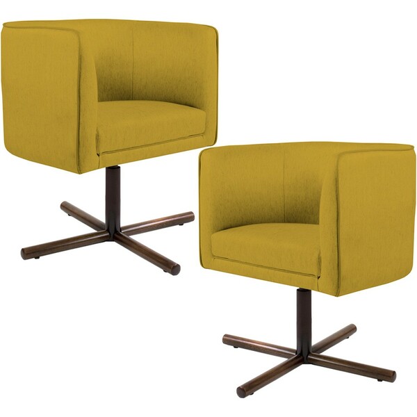 Kit 02 Poltronas Decorativas Giratória Base X Betina D02 Velu